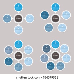 circle infographic template blue with 4, 5, 6, 7 steps