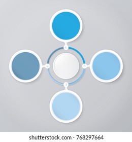 circle infographic template blue with 4 steps