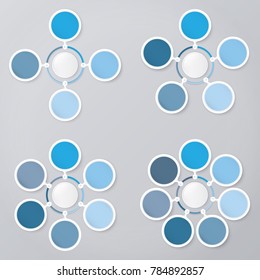 circle infographic template blue with 4, 5, 6, 7 steps