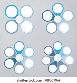 circle infographic template blue with 4, 5, 6, 7 steps