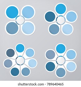 circle infographic template blue with 4, 5, 6, 7 steps