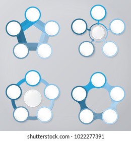 circle infographic template blue with 5 steps