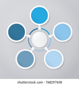 circle infographic template blue with 5 steps
