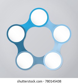 circle infographic template blue with 5 steps