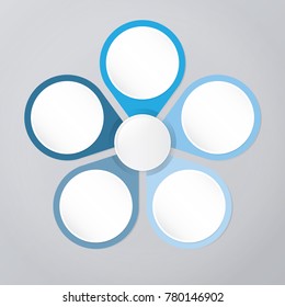 circle infographic template blue with 5 steps