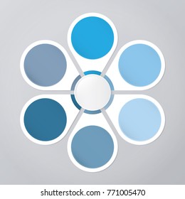 circle infographic template blue with 6 steps