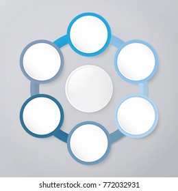 circle infographic template blue with 6 steps