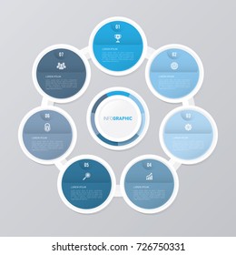 circle infographic template blue with 7 steps