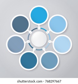 circle infographic template blue with 7 steps
