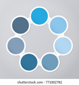 circle infographic template blue with 7 steps