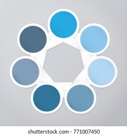 circle infographic template blue with 7 steps
