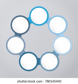 circle infographic template blue with 7 steps