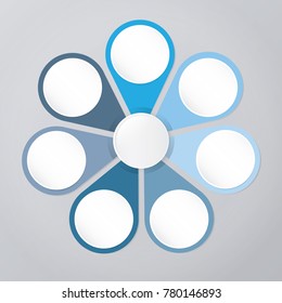 circle infographic template blue with 7 steps
