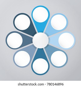 circle infographic template blue with 8 steps