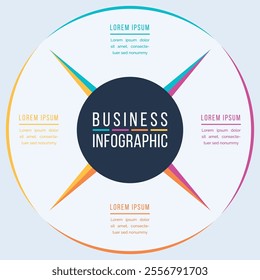 Circle Infographic template business information 4 objects, steps, elements or options infographic design