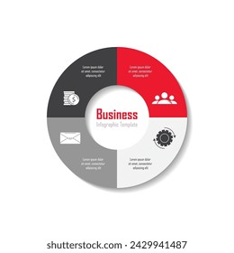 Circle infographic template for cycle diagram, graph, chart or web design. Business concept with 4 steps, options or processes. Isolated on white background.