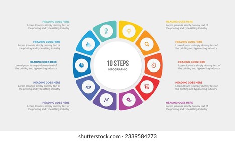 Circle Infographic Template Design With 10 Steps, Process Workflow Diagram