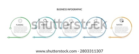 circle infographic template design and 5 options or steps. Can be used for process diagram, presentations, workflow layout