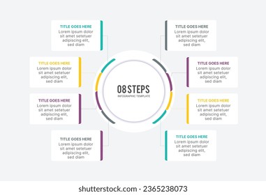 Circle Infographic Template Design With 8 Steps, Process Workflow Diagram