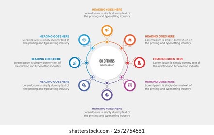 Circle Infographic Template Design With 8 Steps, Process Workflow Diagram