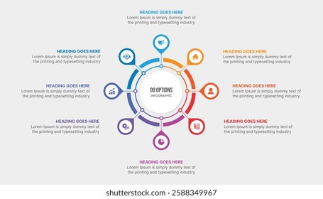 Circle Infographic Template Design With 8 Steps, Process Workflow Diagram