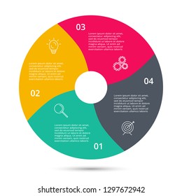 Circle for infographic. Template for diagram, graph, presentation and round chart. Business concept with 4 options, parts, steps or processes.