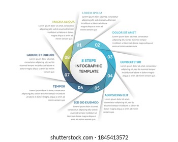 Circle infographic template with eight steps or options, workflow, process chart, vector eps10 illustration