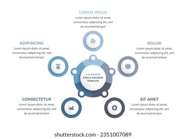 Circle infographic template with five elements, business infographics, vector eps10 illustration