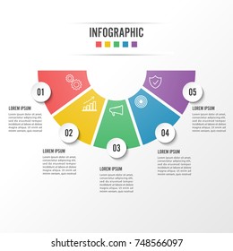 Circle infographic template five option, process or step for business presentation
