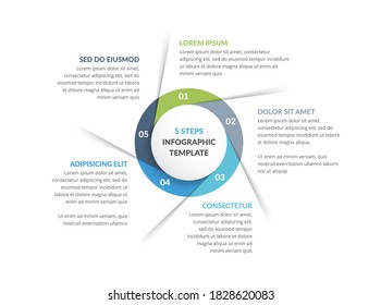 Circle Infographic Template With Five Steps Or Options, Workflow, Process Chart, Vector Eps10 Illustration