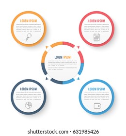 Circle infographic template with four elements, steps or options, workflow or process diagram, vector eps10 illustration