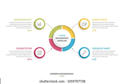 Circle infographic template with four steps or options, process chart, creative business infographics, vector eps10 illustration