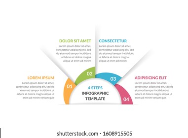 Circle Infographic Template With Four Steps Or Options, Process Chart, Vector Eps10 Illustration