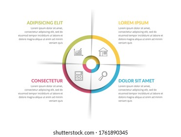 Circle infographic template with four steps or options, process chart, vector eps10 illustration