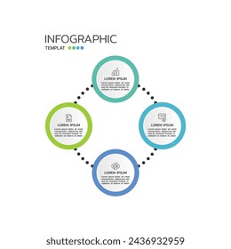 Circle infographic template with four steps or options, Concept of 4 features of startup project cycle. Modern infographic design template.