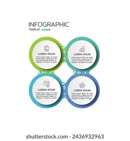 Plantilla infográfica de círculo con cuatro pasos u opciones, Concepto de 4 características del ciclo de proyecto de inicio. Plantilla de diseño de infografía moderna.