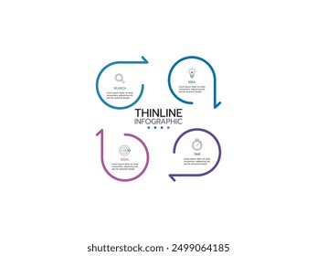 Circle infographic template with four steps or options, Concept of 4 features of startup project cycle. Modern infographic design template.