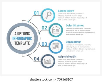 Circle Infographic Template With Four Steps Or Options, Workflow Or Process Diagram, Vector Eps10 Illustration