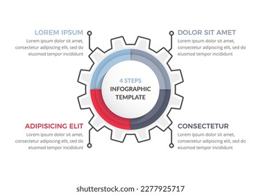 Kreiselfographische Vorlage mit 4 Stufen, Kreisdiagramm, Vektoreps10-Abbildung