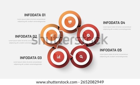 Circle Infographic Template with Gradient Color, 5 Options, and Icon