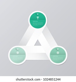 circle infographic template green with 3 steps
