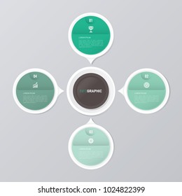 circle infographic template green with 4 steps