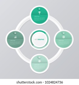 circle infographic template green with 4 steps