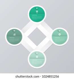 circle infographic template green with 4 steps