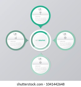 circle infographic template green with 4 steps