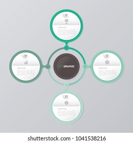 circle infographic template green with 4 steps