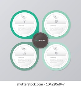 circle infographic template green with 4 steps