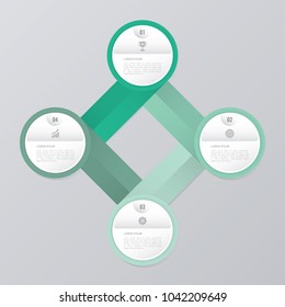 circle infographic template green with 4 steps
