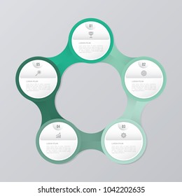 circle infographic template green with 5 steps