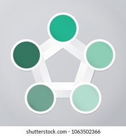 circle infographic template green with 5 steps